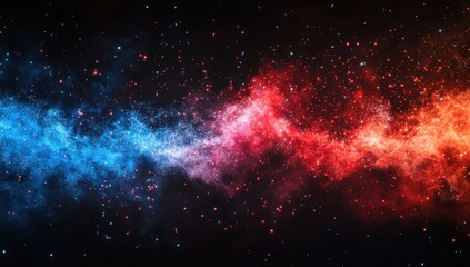 Fototapeta premium Stunning Cosmic Scene of Colorful Nebula Swirling Between Stars and Galaxies in the Vastness of Space Captured in Incredible Detail