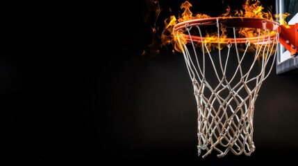 A Basketball  burning on fire - Collection of Burning and on fire isolated on black