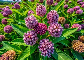 Vibrant Purple Common Milkweed Blossoms from Above