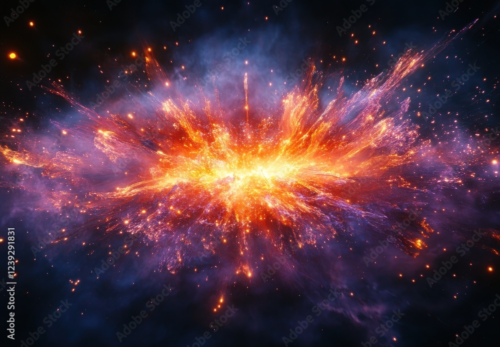 Poster stunning explosion of colorful cosmic energy in space representing the birth of stars and celestial 