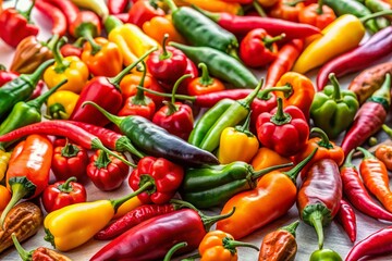 Vibrant Red Chili Peppers Isolated on White Background - Spicy Food Photography