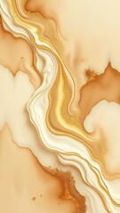 Abstract design showcasing warm tones of brown and gold flowing together with smooth curves and textures