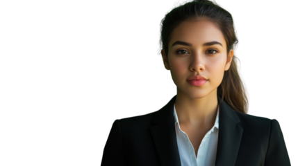 Confident businesswoman posing on transparent background