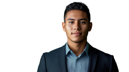 Confident businessman posing on transparent background