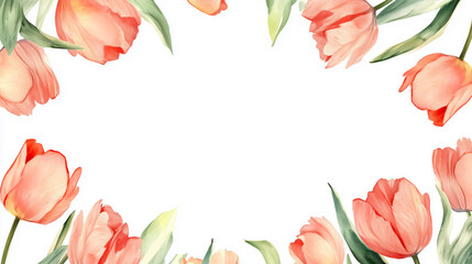 Fototapeta premium Watercolor background with tulip flowers