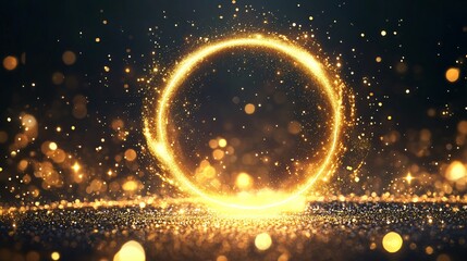 Obraz premium Vibrant Gold Circle Ignites Celebration, Lighting Up Special Moments with a Burst of Joy