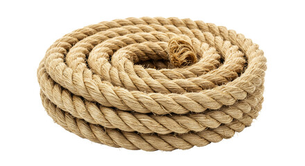 A Coiled Up Thick Farm Rope with Fibers Fraying
