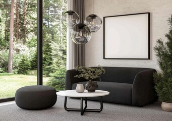 Modern Minimalist Living Room with Large Windows and Natural Light