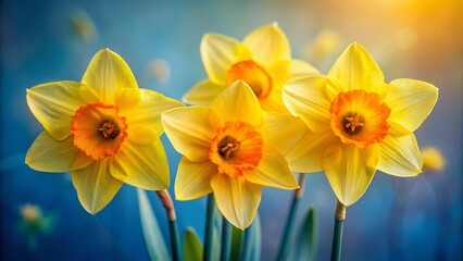 Vibrant Yellow Daffodils Arching Gracefully, Spring Flowers Close-up
