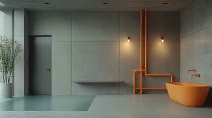 Innovative subterranean piping home design showcasing an intricate network of pipes and fixtures with cinematic lighting and architectural digest style to create a cozy modern