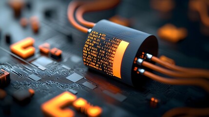 Intertwining currents of computer code and algorithmic patterns digital glyphs and binary fractals coalescing on a shadowy plane capturing the essence of the technological frontier