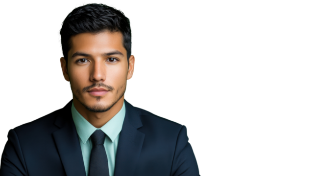 Confident businessman posing with transparent background