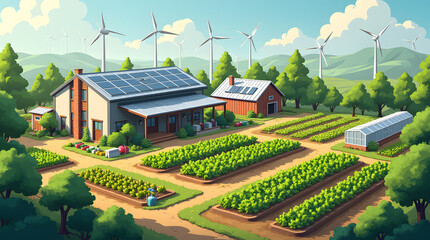 Obraz premium cartoon farm eco