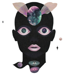 Obraz premium PNG Gothic illustration psychedelic galaxy.