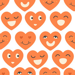 seamless pattern with hearts shape character in doodle style. Element for wallpaper backgrounds wrapping packaging textile backdrop decoration postcards poster print banner