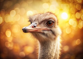 Vintage Bokeh Portrait of an Ostrich: Majestic Bird in Soft Focus