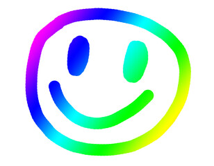 vibrant gradient happy and funny smiley face icon isolated on transparent background with copy space