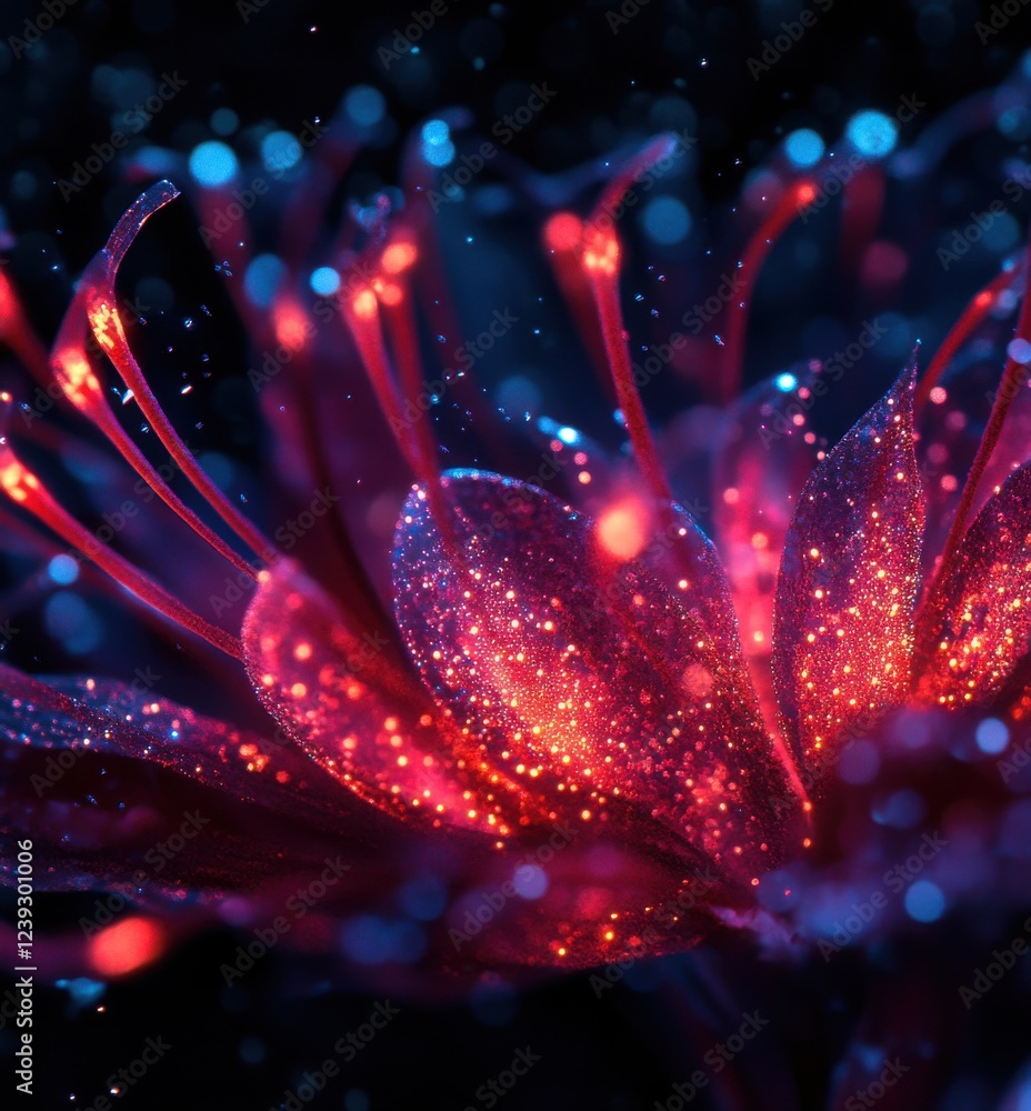 Aufkleber vibrant abstract floral design with sparkling lights in night theme creating a mysterious and enchan