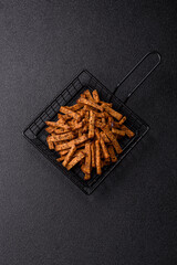 Crispy homemade brown bread crackers or croutons with seeds and grains