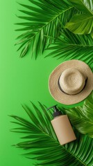 Ecofriendly travel essentials showcase amidst lush greenery eye-level shot highlighting sustainability