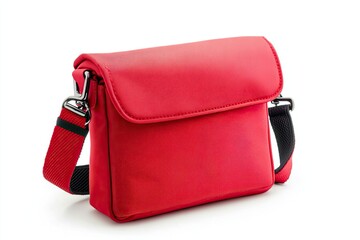 Red sling bag isolated on white background