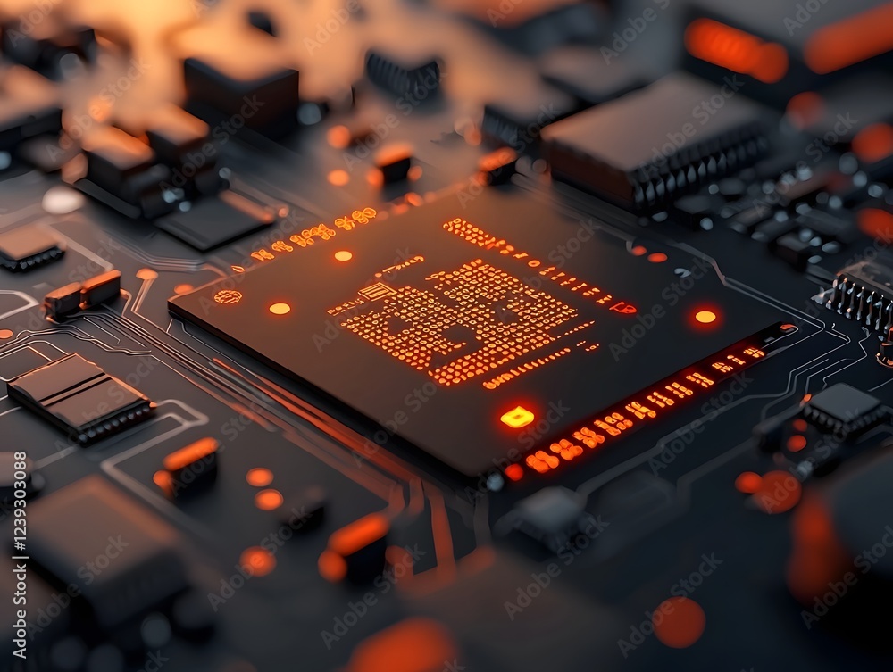 Poster layered patterns of binary code and circuit board designs ethereal luminescence surreal digital real