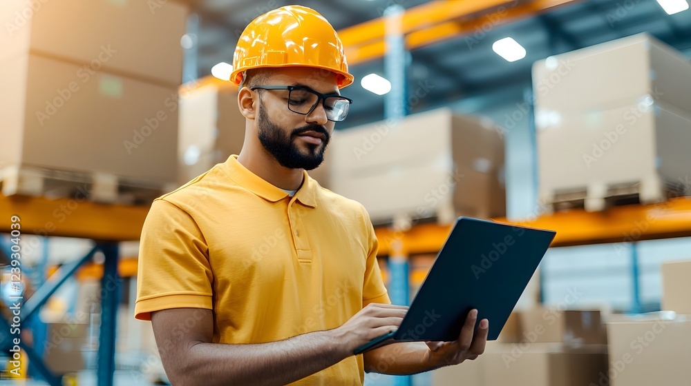 Poster logistics professionals utilizing cutting edge digital platforms to streamline complex supply chain 