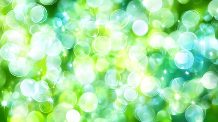 Obraz premium A mesmerizing display of green bokeh lights evokes a sense of tranquility and nature's magic