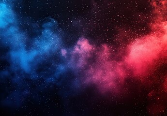 Fototapeta premium Vibrant Cosmic Nebula With Blue and Red Dust Particles Against Dark Space Background for Abstract Art and Sci-Fi Concepts
