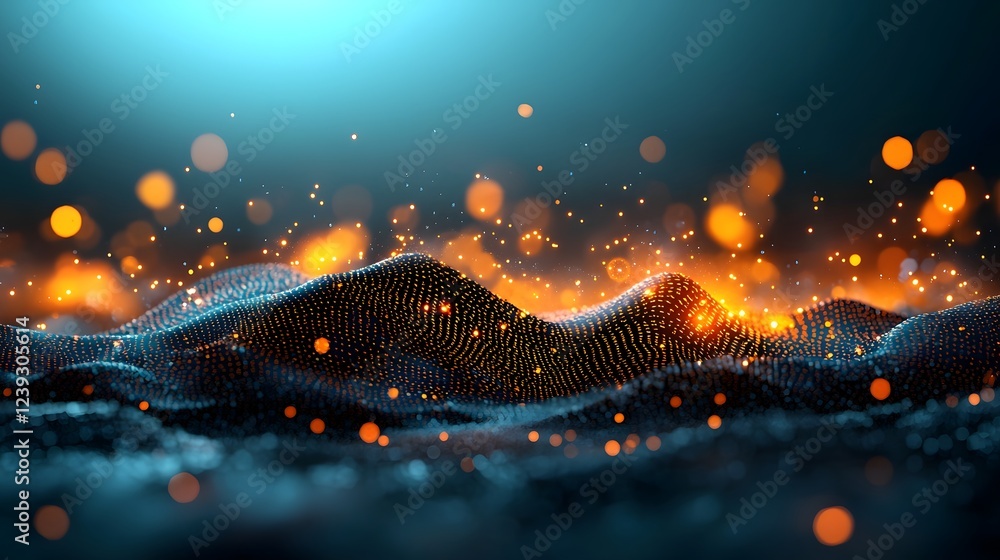Poster luminous landscape of technological digital tapestry of captivating code patterns symbolizing the po