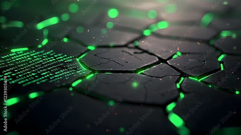 Poster luminous lines of computer programming language dance across a dimly lit backdrop symbolizing the po