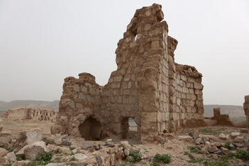 Syria ruins of Resafa on a cloudy spring day