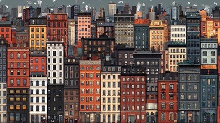 Fototapeta premium Modern City Buildings Set in Flat Vector Design for Architecture Posters or Banners