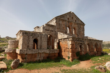Syria ruins of Serjila on a cloudy spring day