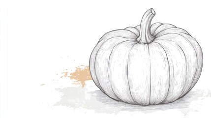Single pumpkin sketch, autumn harvest, rustic background, fall recipe design