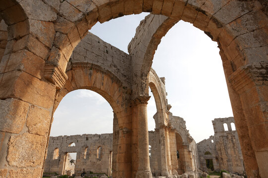 Kalat Siman Syria Monastery of Simeon the Stylite on a cloudy spring day