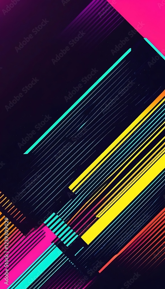 Poster abstract neon lines dynamic colorful design