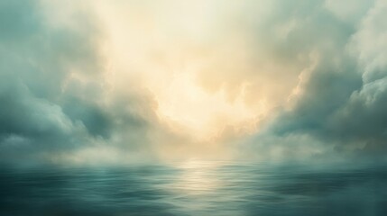 Obraz premium Serene Seascape at Sunset Teal and Golden Hues