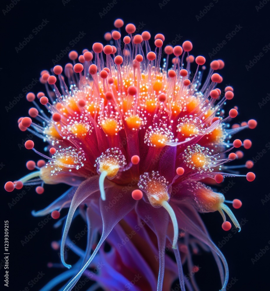 Aufkleber vibrant microscopic view of colorful flower elements with striking details and unique structures in 