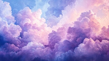 Fototapeta premium Pastel Pink Purple Blue Fluffy Clouds Dreamy Sky
