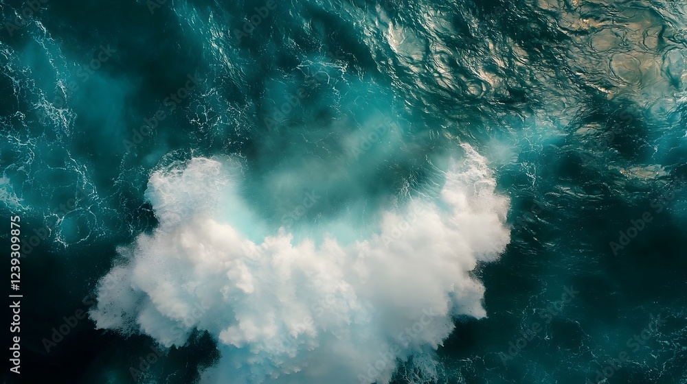 Poster mesmerizing waves of ethereal serenity captivating coastal seascape with deep blue water crashing wa