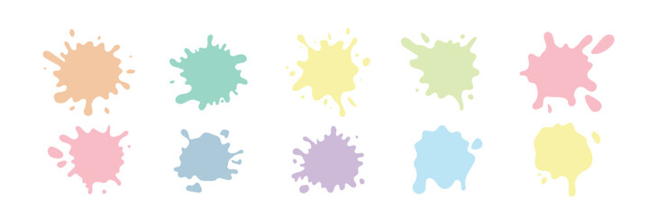 Spray paint blot collection. Set of paint splatter. Blob splash.