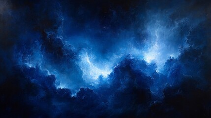 Obraz premium Deep Blue Nebula Cosmic Space Art