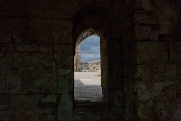 Fototapeta premium Syria Krak des Chevaliers castle on a cloudy summer day