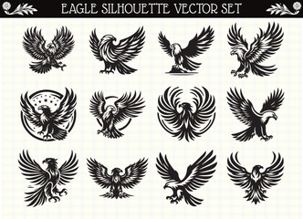 Black Bald Eagle Silhouette Vector Image Bird Clipart for Design and Art