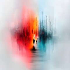 Fototapeta premium Prismatic Algorithmic Symbols and Vibrant Digital Landscapes A captivating blend of futuristic technology surreal visuals and innovation