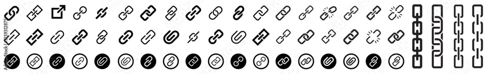 Aufkleber chain, link big icon set. link icons. internet url. webpage url link icon collection. vector illustr