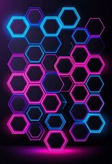 Abstract Hexagon Pattern Neon Lights Design