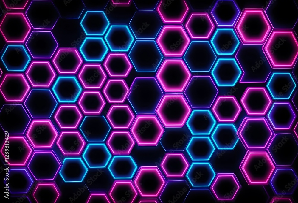 Poster abstract neon hexagon pattern background design