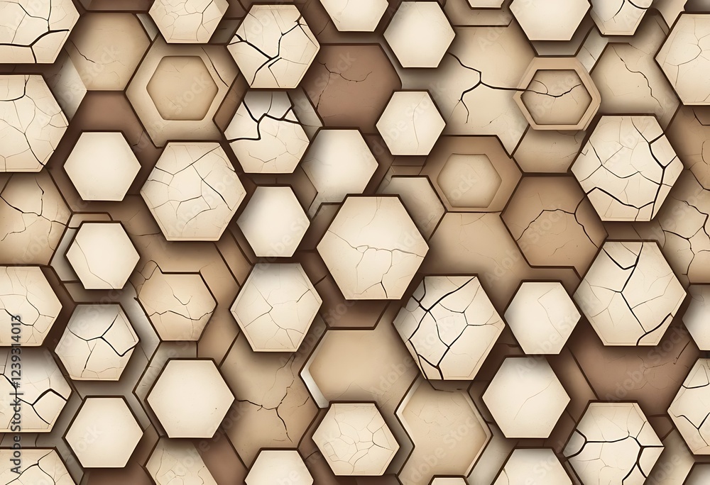 Aufkleber abstract hexagonal pattern with cracked texture